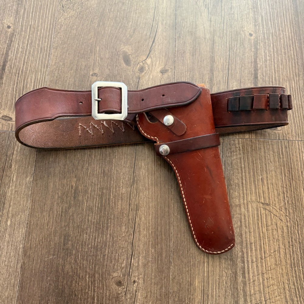 Vintage Hunter Leather Holster and Belt Set Brown 110016 Western Cartridge Loops